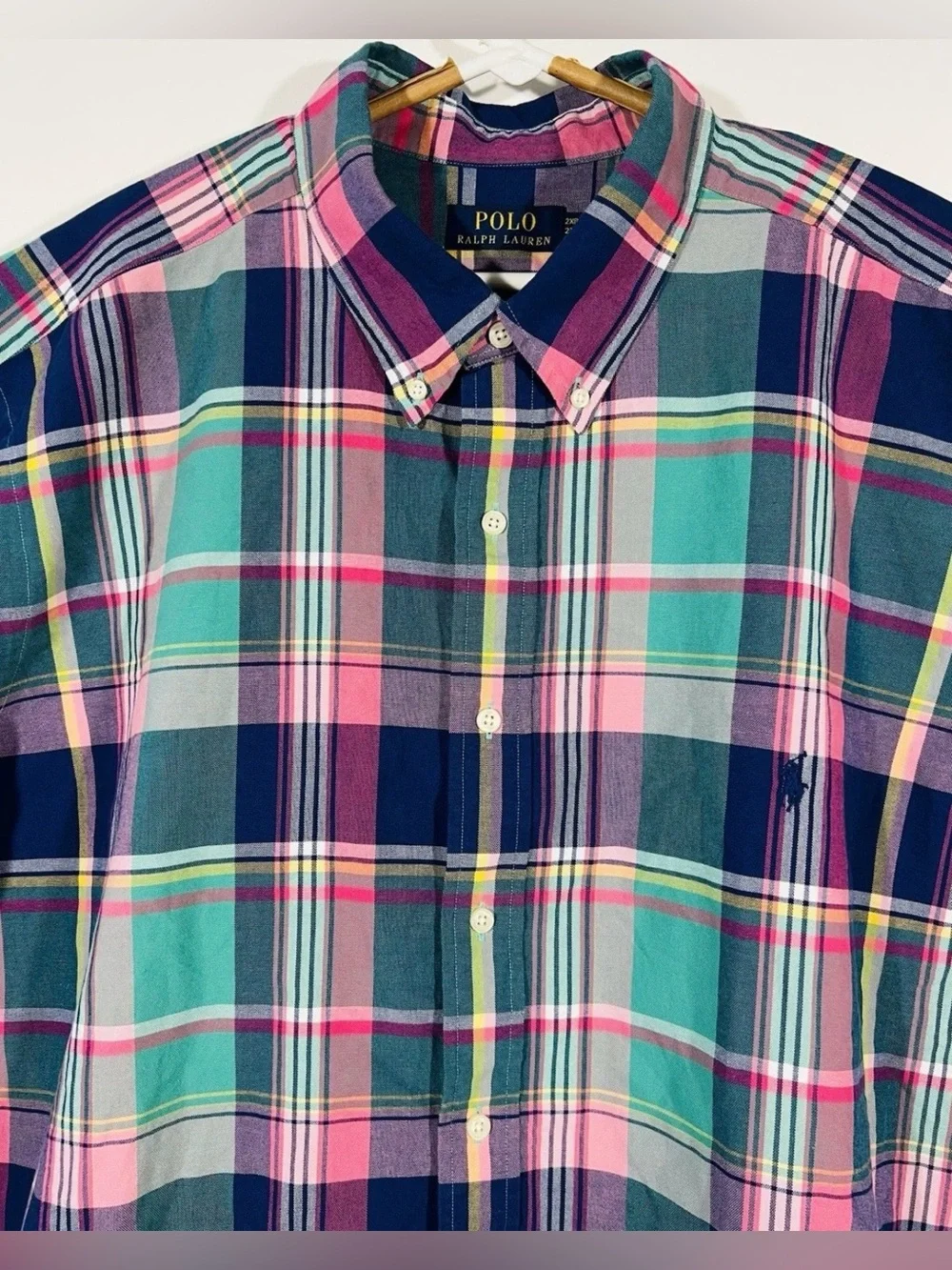 NWT Polo Ralph Lauren Plaid Oxford Shirt Big & Tall 2XB 2TG Green Pink Madras SS